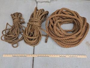 Vintage Natural Fiber Twisted Rope Bundle Sisal Manila Nautical Decor