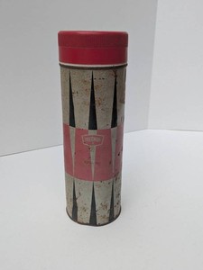 Vintage Thermos Wide Mouth Vacuum Bottle Red Geometric Quart Size