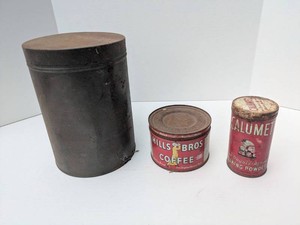 Vintage Advertising Tin Lot Hills Bros Coffee Calumet Baking Powder