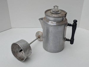 Vintage ROSE Aluminum Stovetop Coffee Percolator Pot See Photos