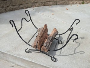 Hand Forged Wrought Iron Fireplace Log Holder Hearth Basket Rack