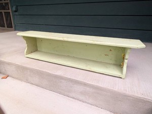 Large 47in Vintage Primitive Wooden Wall Shelf Distressed Green Painted