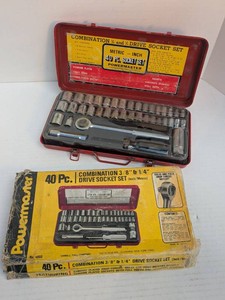 Vintage Powermaster No. 4860 38 & 14 Drive Socket Set w Box