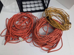 Assorted Extension Cords Heavy Duty Orange Yellow Outdoor Shop