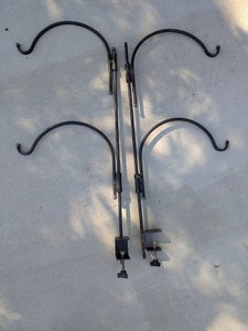 Adjustable Clamp On Double Plant Hanger Shepherd Hook Set Black Metal