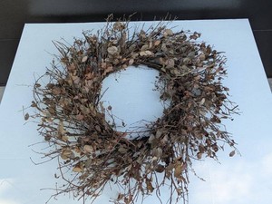 Large 32 Rustic Natural Twig and Dried Leaf Wreath Farmhouse Decor