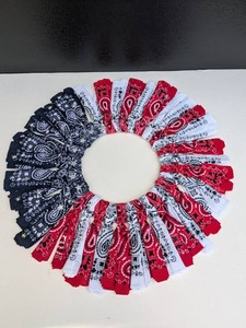 Handmade Patriotic Bandana Wreath Red White Blue Americana Decor