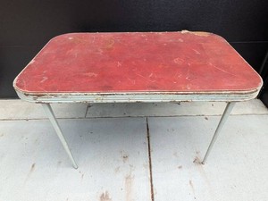 Durham Line Folding Card Table No. 5150 Red Metal Mid Century See Photos