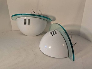 Pair of Postmodern White Glass Half Dome Wall Sconce Light Fixtures