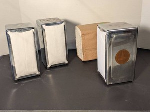 Vintage Chrome Diner Napkin Dispensers Set of 3 With Paper Napkins