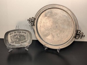 Pfaltzgraff Pewter Oval Serving Tray & Taunton Bread Tray Set