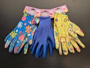 RW Rugged Wear Ladies Garden Gloves Nitrile Dipped ML Set of 3