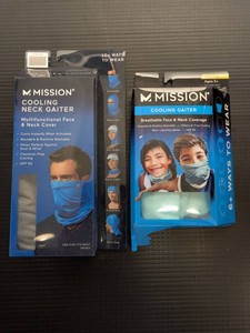 Mission Cooling Gaiter Neck Cover Adult & Youth Charcoal Aqua Sky