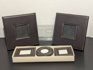 Pottery Barn Beaded Metal Photos Frame Set and Square Faux Leather Frames