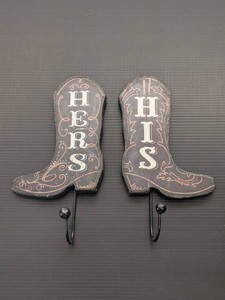 Open Road Brands Cowboy Boot His Hers Wall Hooks Rustic Decor Pair