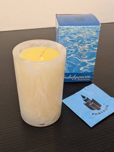 PartyLite Indulgences Clarity Yellow Candle P5048 Marbled Glass