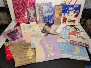 Lot of Assorted Paper Gift Bags Holiday Floral Wedding Baby Designs