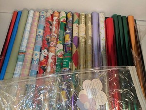 Assorted Gift Wrap Paper Rolls & Storage Organizer Holiday Mixed Lot