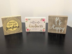 Belle Maison Wood Box Sign Shelf Decor Sunshine Kindness Be Happy