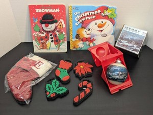 Lot of Assorted Christmas Decor Books Ornament Stocking Craft Stamps