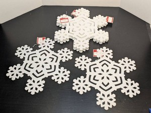 10 Large 15in White Glitter Snowflake Christmas Decor