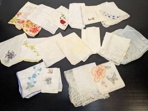 Vintage Ladies Handkerchief Lot Embroidered Lace Floral Nylon Mixed