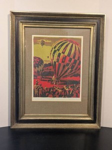 Signed Hot Air Balloon Serigraph Print Two Aloft C Framed 1973