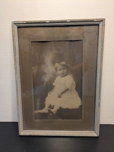 Antique Framed Sepia Portrait Photograph of Young Child c. 1900s