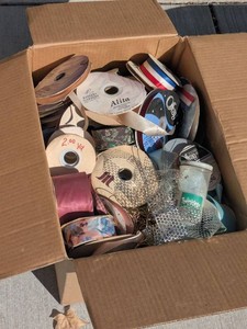 Vintage Minneapolis Florist Shop Ribbon Box Lot Satin Wired Floral Craft Trim Spools