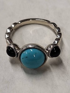 Sterling Silver Turquoise Black Onyx Ring Size 9 Thailand