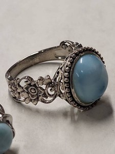 sterling Silver Larimar Ring Size 9