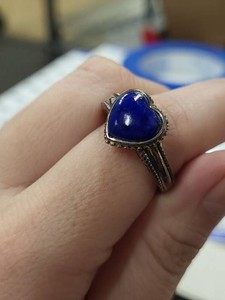 Sterling Silver Lapis Heart Ring Thailand Size 9 925 Blue Stone