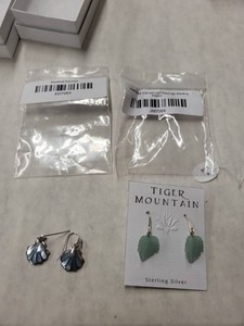 Tiger Mountain Sterling Silver Leaf & Seashell Dangle Earrings Lot