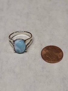 Sterling Silver Larimar Cabochon Statement Ring Size 9 Thailand