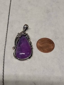 NK 925 Sterling Silver Purple Stone Pendant with chain