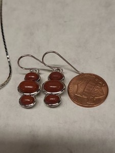 Sterling Silver Red Jasper Earrings 925 NK