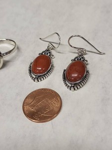 925 Sterling Silver Red Jasper Dangle Earrings