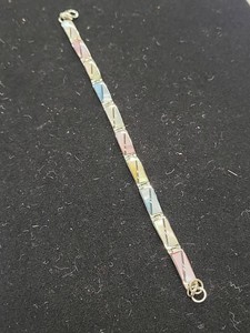 Sterling Silver Rainbow Mother of Pearl Link Bracelet EA8005