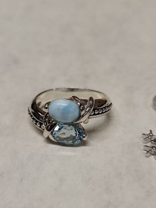 Sterling Silver Larimar Ring Size 9