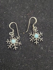 Larimar Sterling Silver Snowflake Dangle Earrings Thailand JM7010