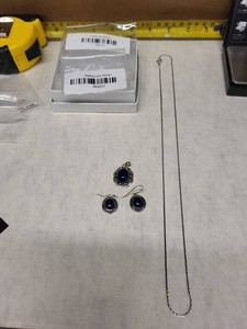 Sterling Silver Lapis Lazuli Pendant & Earrings Necklace Set