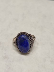 925 Sterling Silver NK Lapis Lazuli Oval Cabochon Ring Size 9