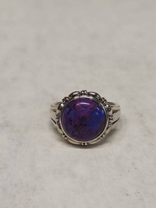 925 Sterling Silver Purple Turquoise Cabochon Ring Thailand Sz 9