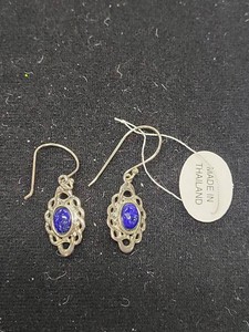 Sterling Silver Lapis Lazuli Dangle Earrings Thailand RG6011 BL