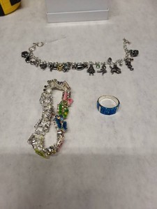925 Sterling Blue Opal Ring Size 9 & Assorted Bracelet Jewelry Lot