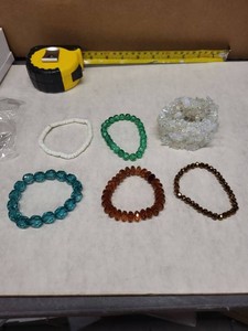 Assorted Stretch Beaded Bracelets Glass Acrylic Moonstone Style Lot
