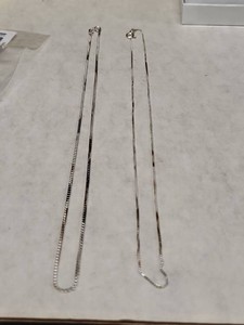 Pair of Sterling Silver Box Chain Necklaces 18 Inch Spring Clasps