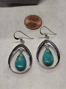 Jay King Mine Finds Turquoise Openwork Teardrop Dangle Earrings Pair