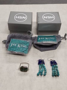 Jay King Mine Finds Lapis Turquoise Jewelry Lot Earrings Pendant HSN
