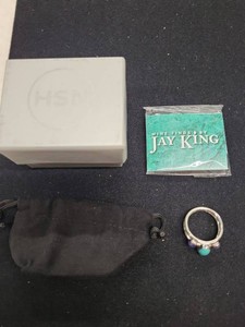 Jay King Mine Finds Sterling Turquoise Amethyst Ring Approx Size 9